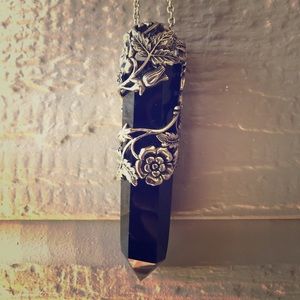 Evil Pawn Jewelry Floral wrapped Obsidian Wand